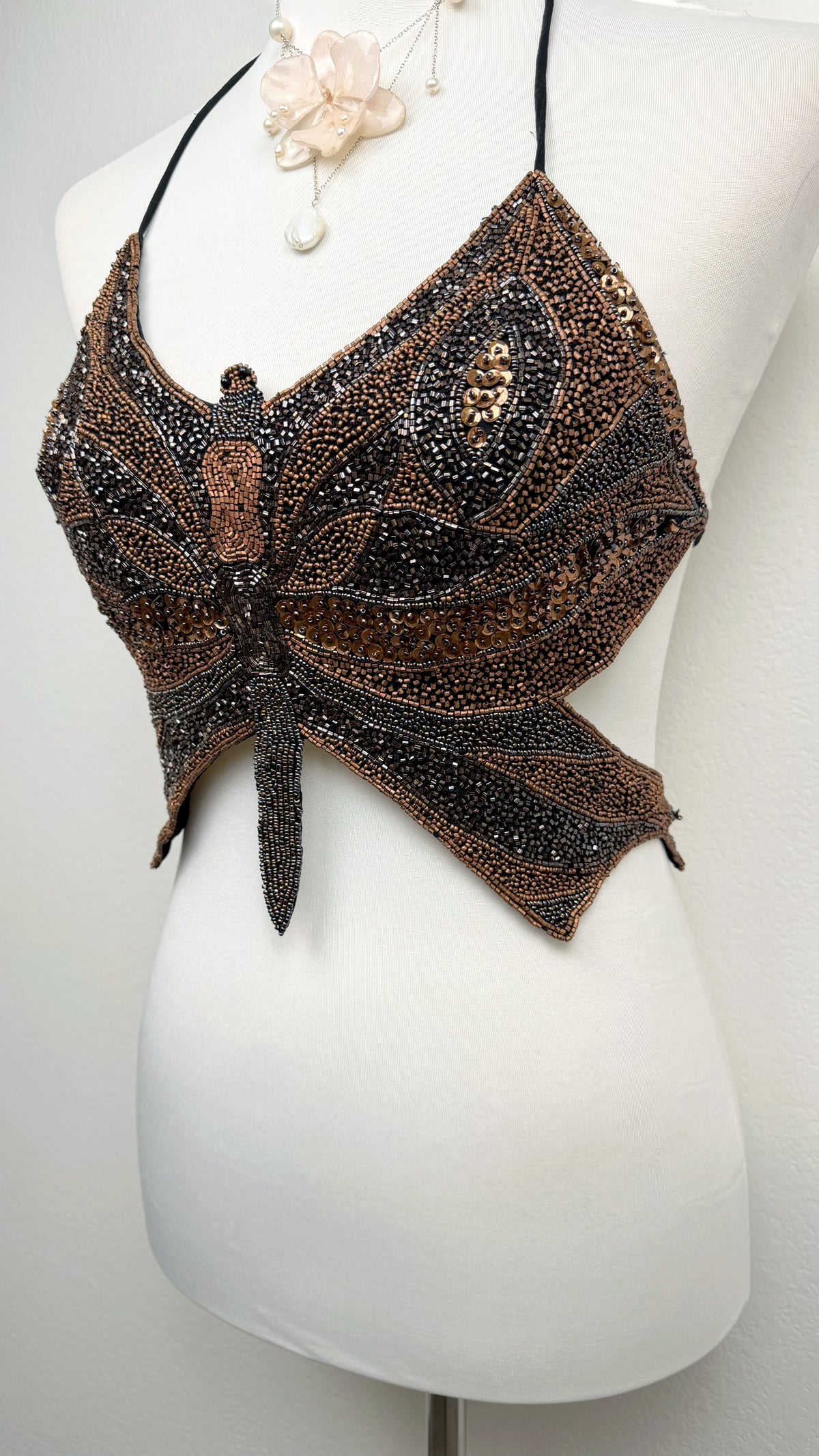 The Midnight Monarch Silk Butterfly Top