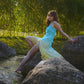 “Cleo” Blue and Yellow Ombré Gown