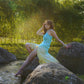 “Cleo” Blue and Yellow Ombré Gown