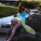 “Cleo” Blue and Yellow Ombré Gown