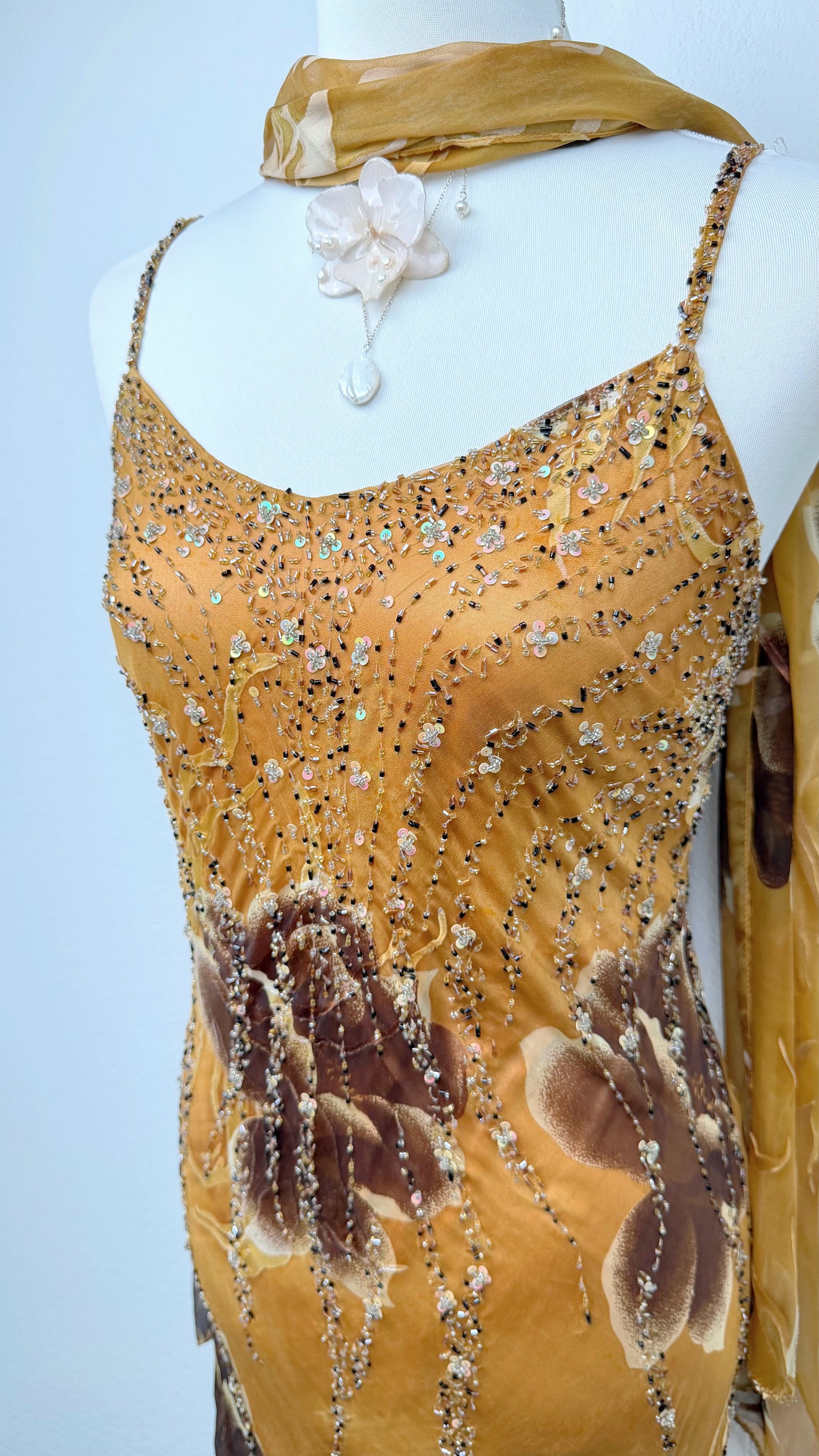 Aurelia Silk Gilded Orchid Gown