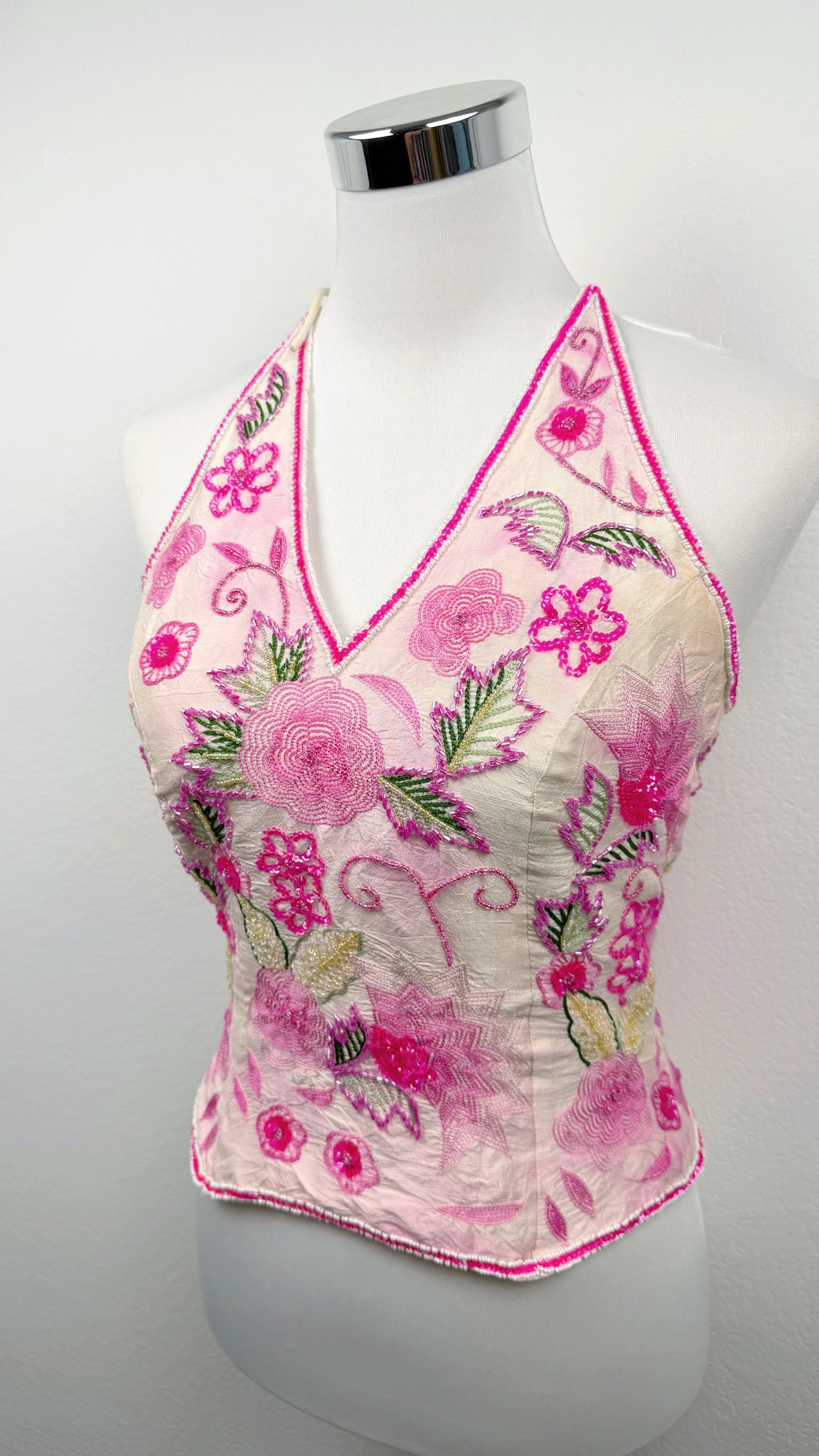 Aftershock Rosé Bloom Silk Halter Top