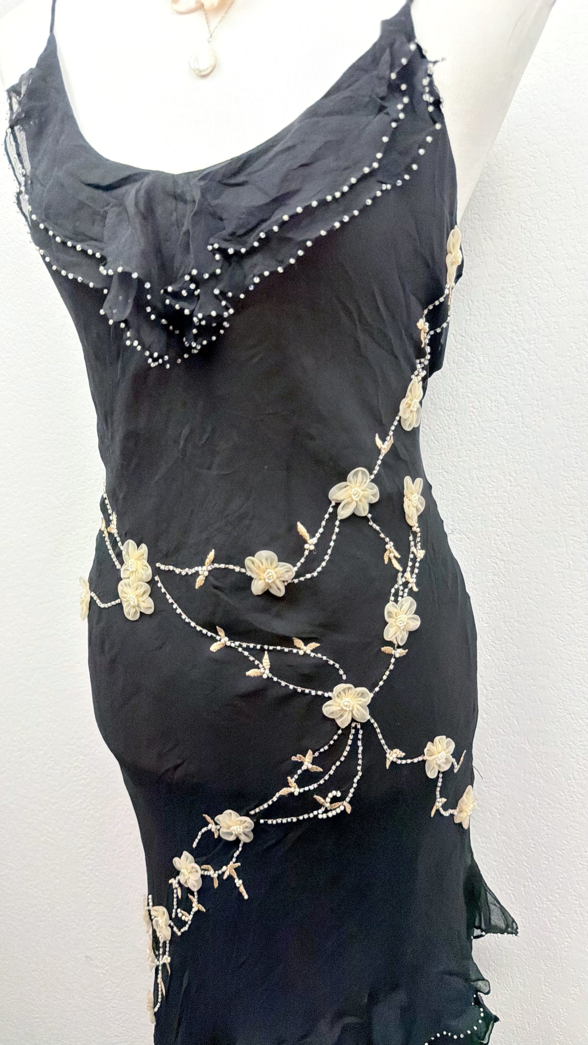 The Midnight Moonflower Silk Dress