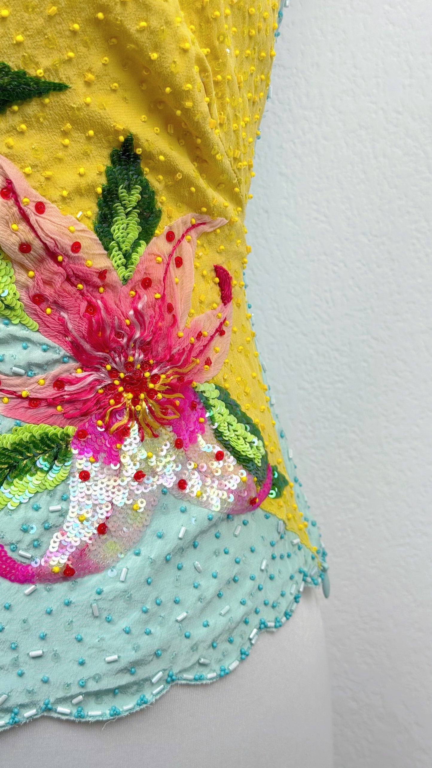 Blumarine SS02 Tropical Lily Beaded Top