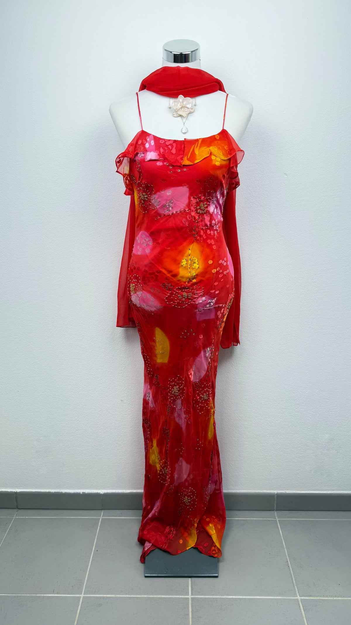 The Scarlet Sunset Silk Gown