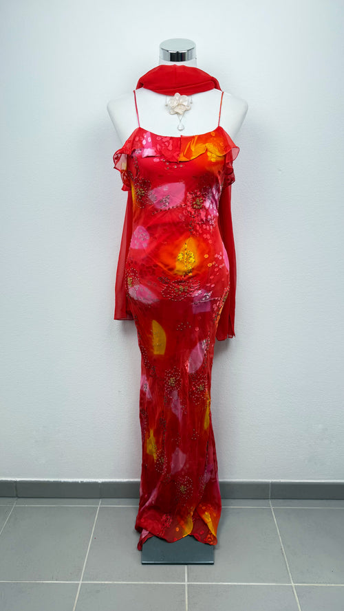 The Scarlet Sunset Silk Gown