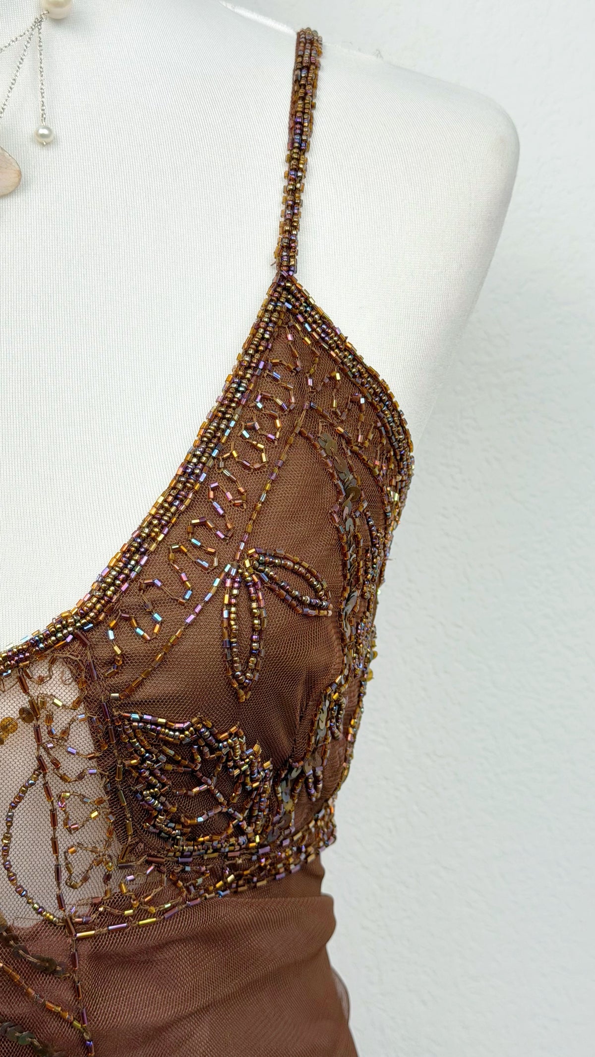 The Mocha Butterfly Beaded Top