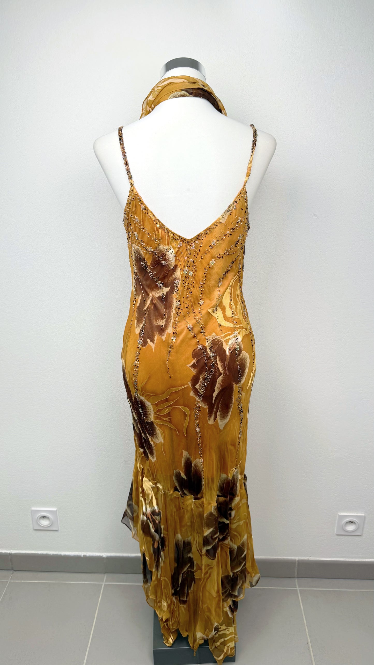 Aurelia Silk Gilded Orchid Gown
