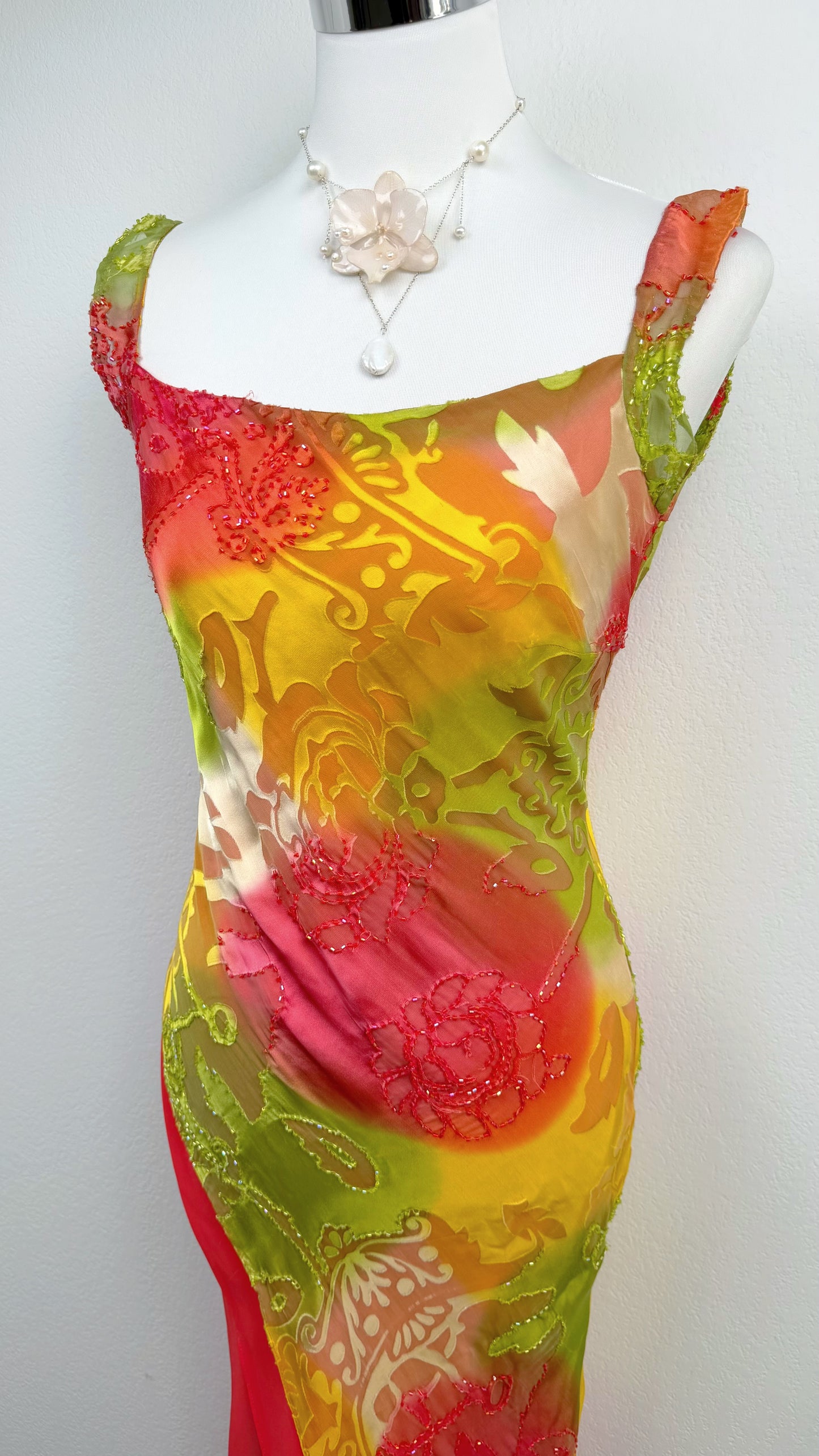 Sunset Bloom Silk Gown