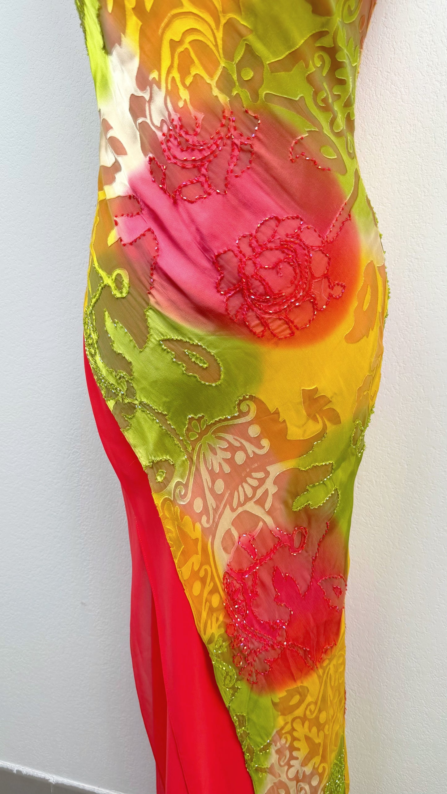 Sunset Bloom Silk Gown