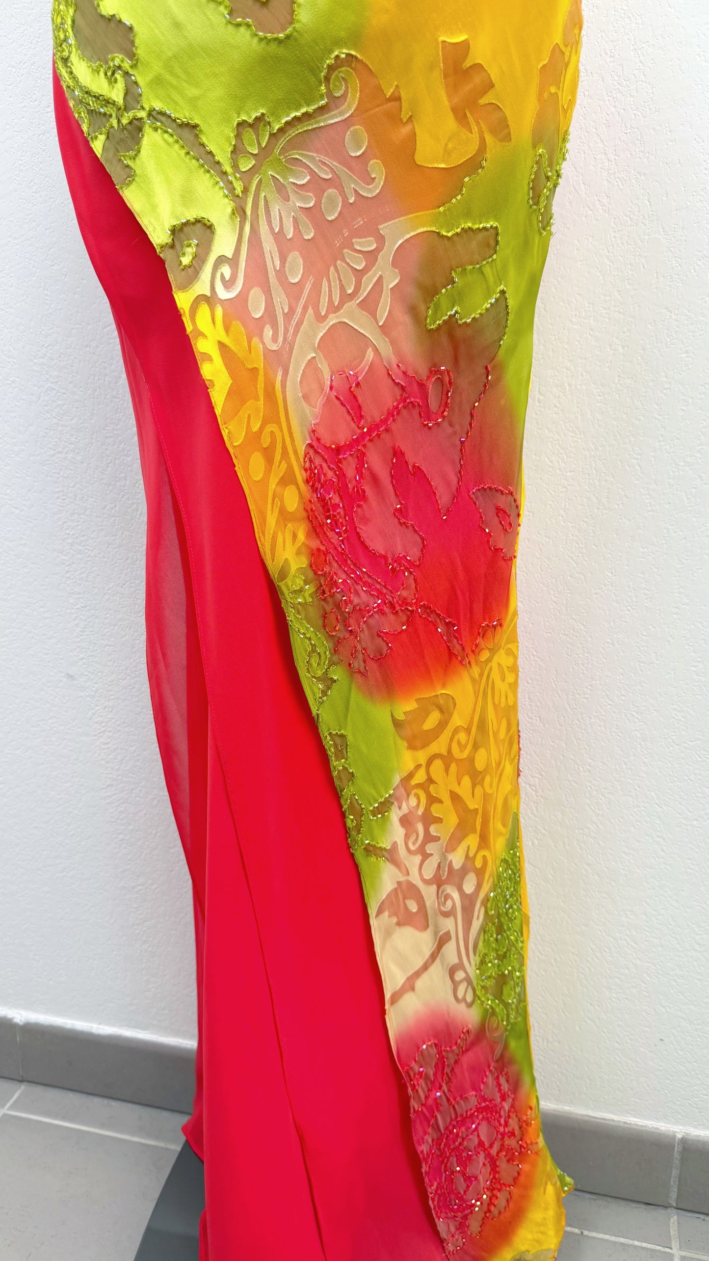 Sunset Bloom Silk Gown