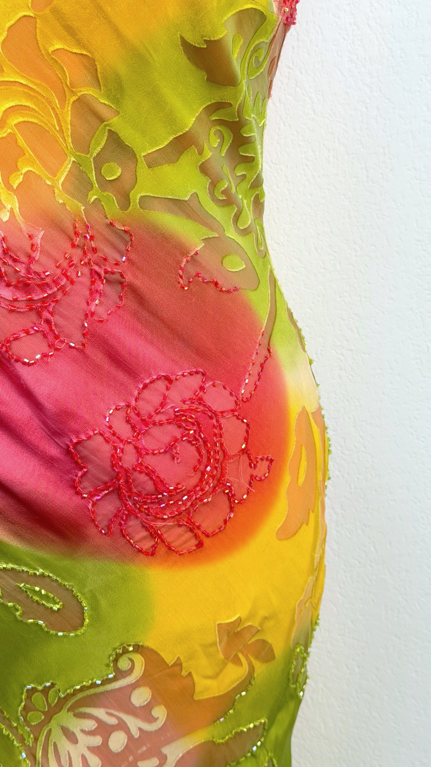 Sunset Bloom Silk Gown