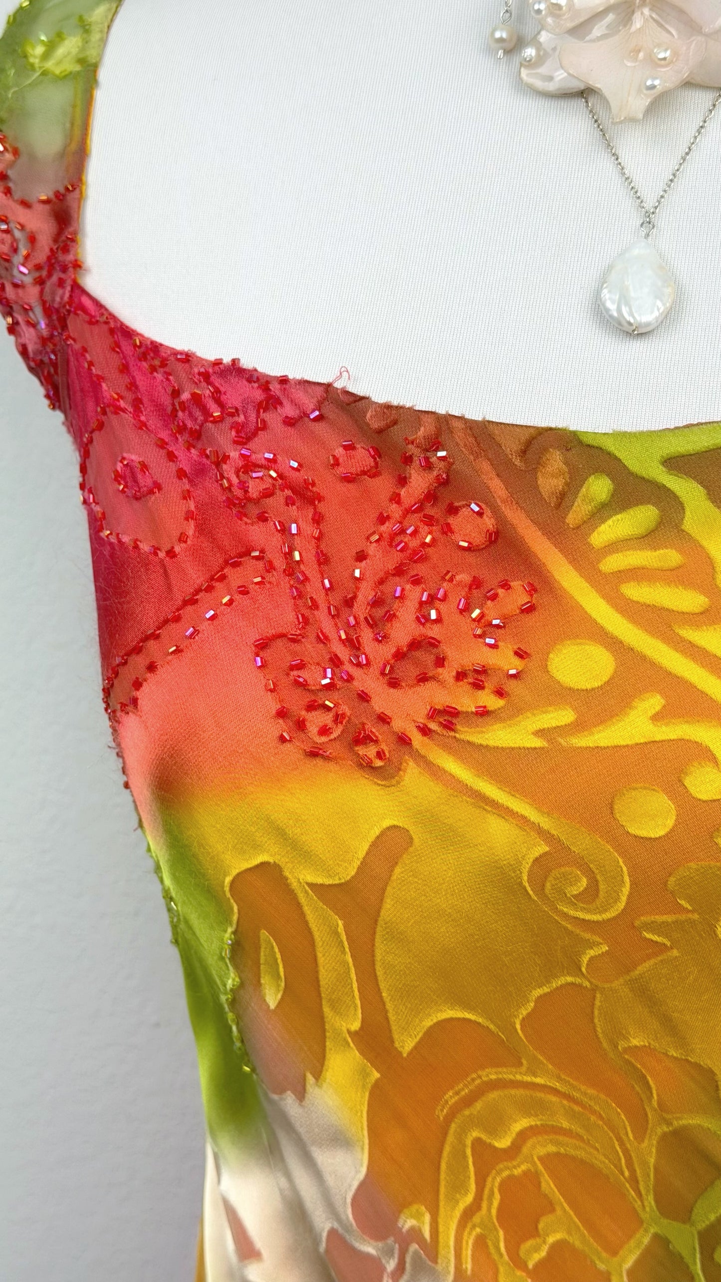 Sunset Bloom Silk Gown