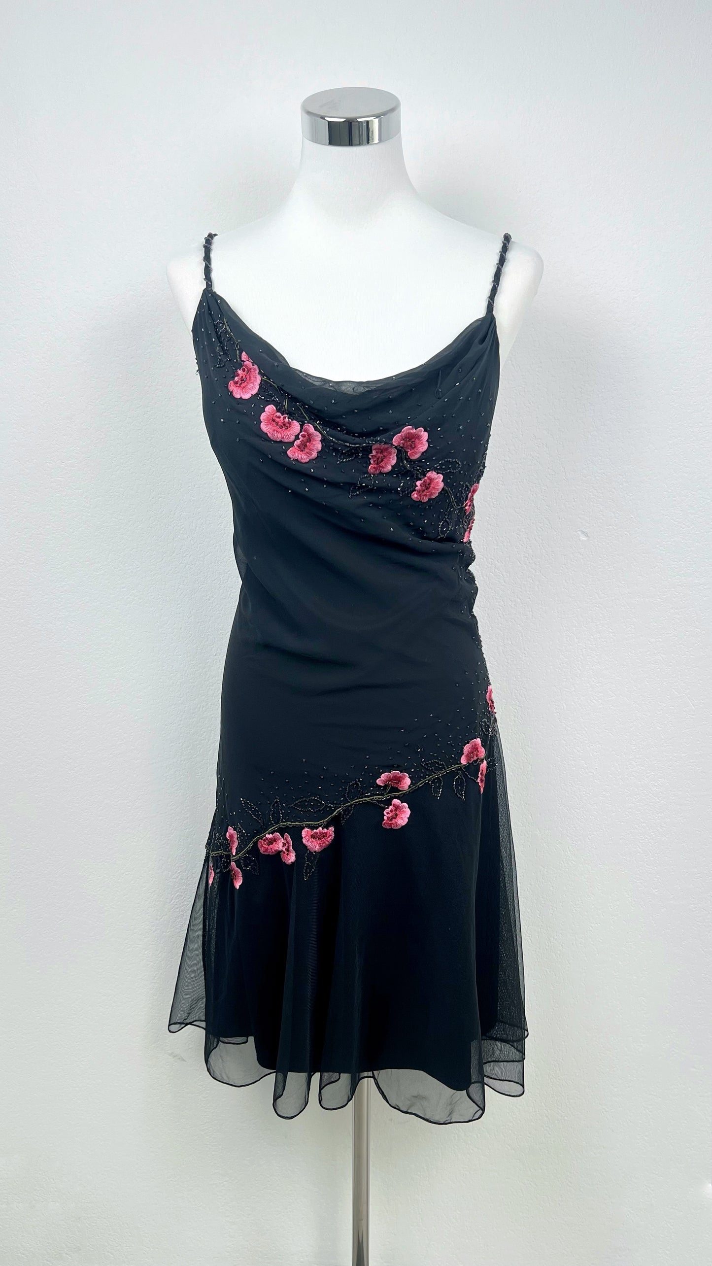 Midnight Blossom Silk Dress