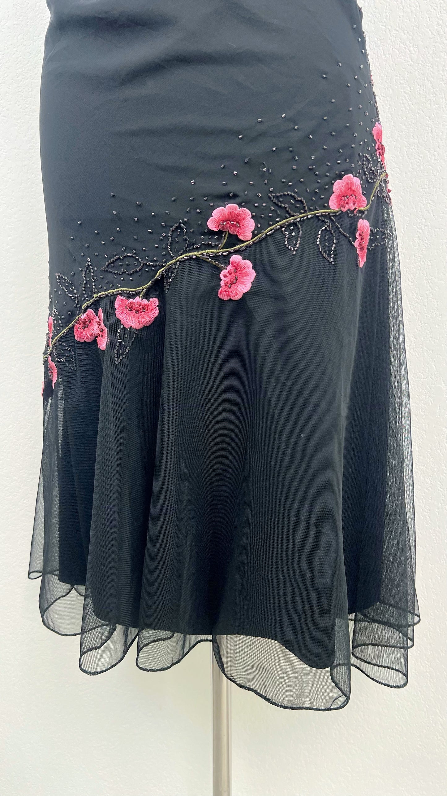 Midnight Blossom Silk Dress