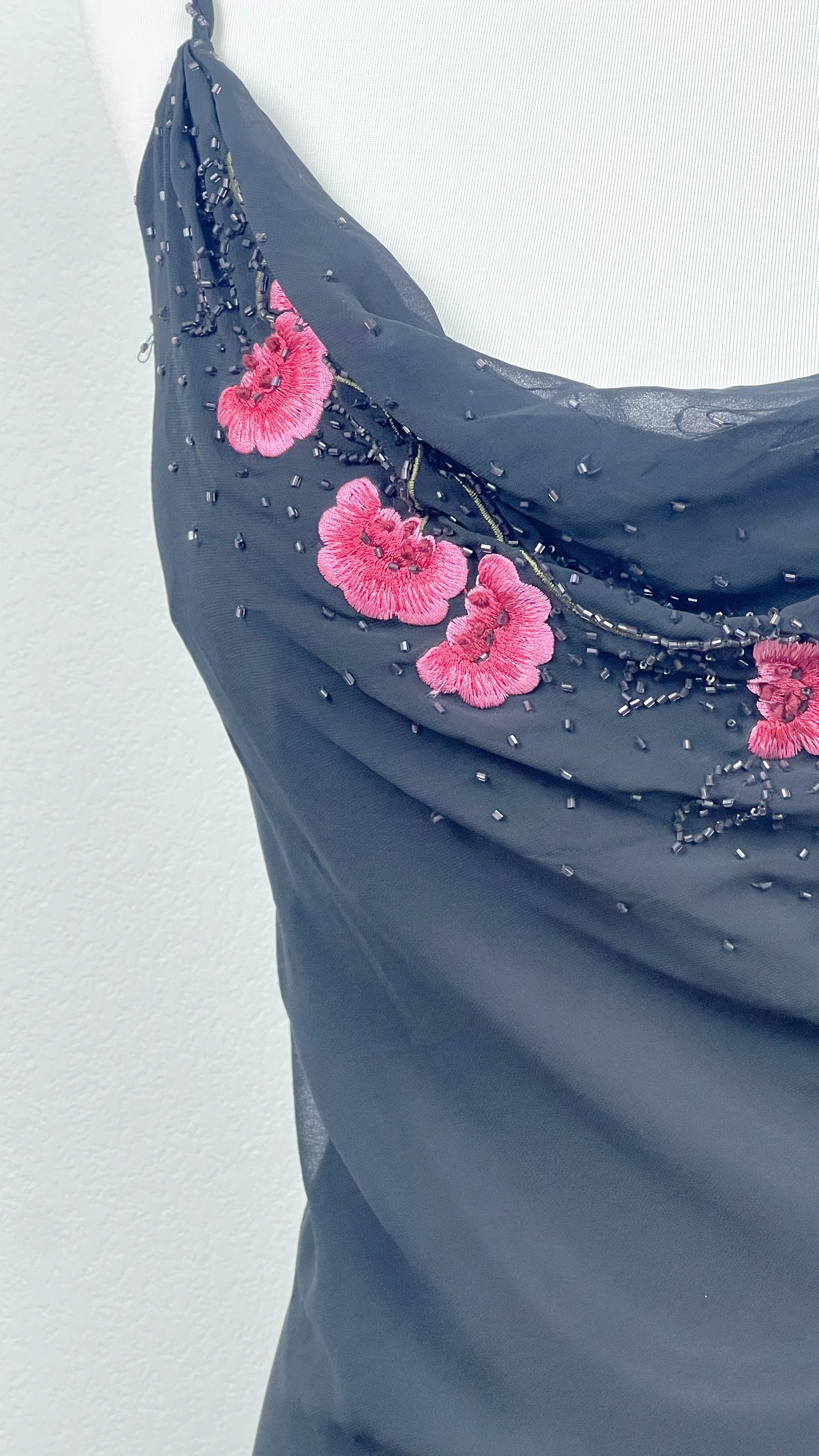 Midnight Blossom Silk Dress