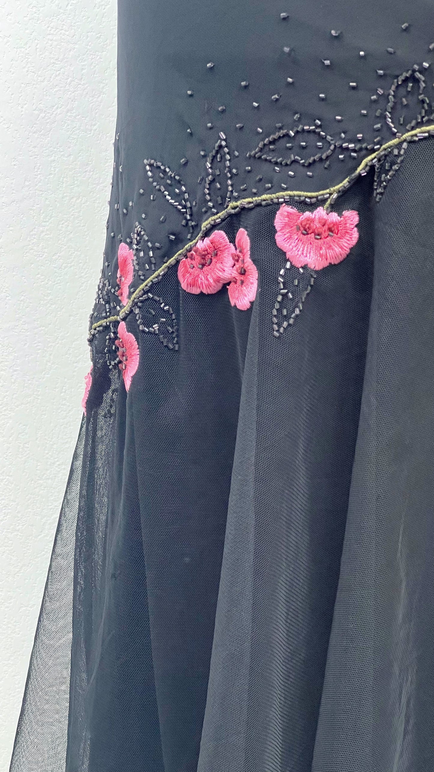 Midnight Blossom Silk Dress