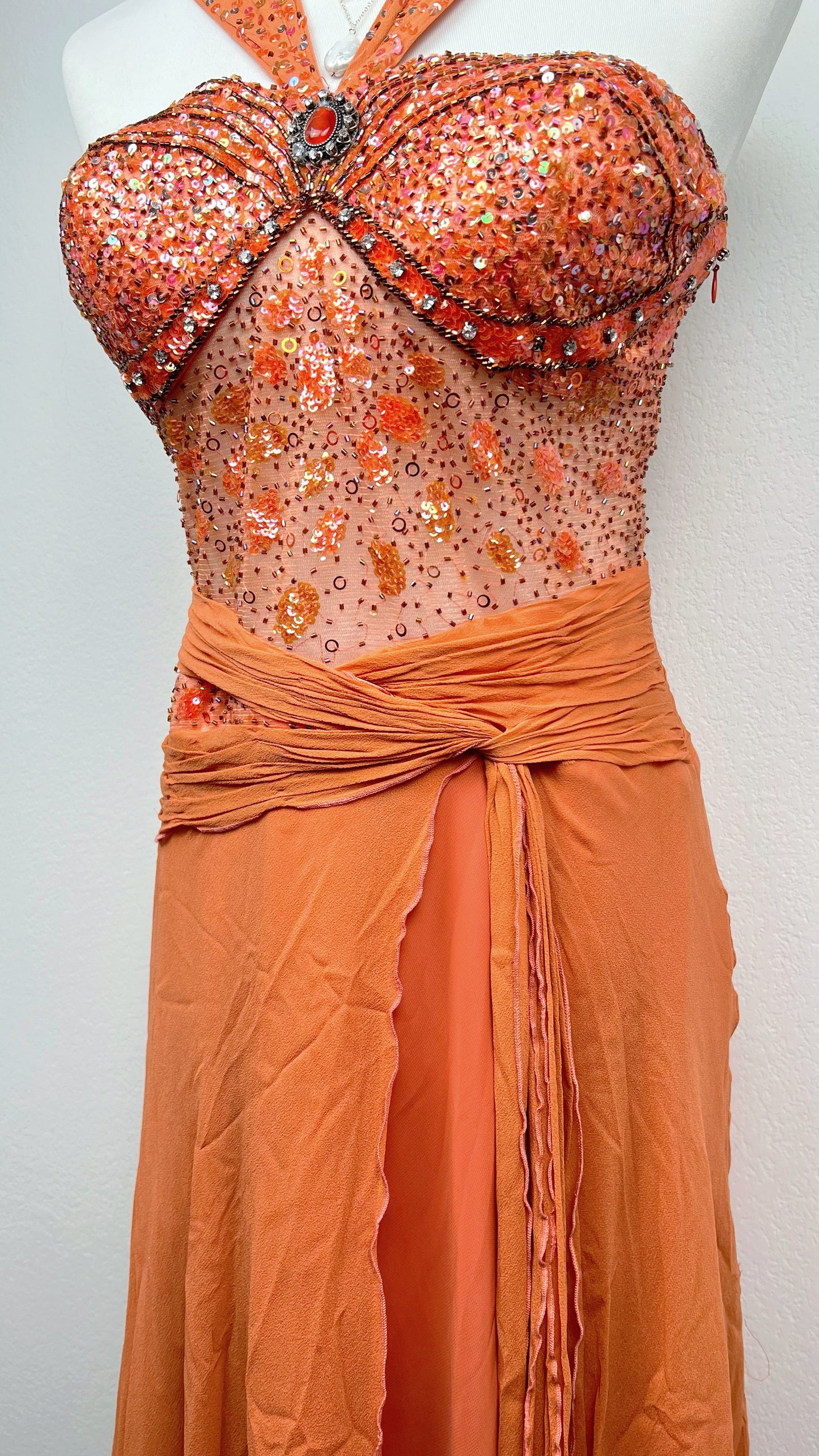 Sunset Bloom Silk Gown