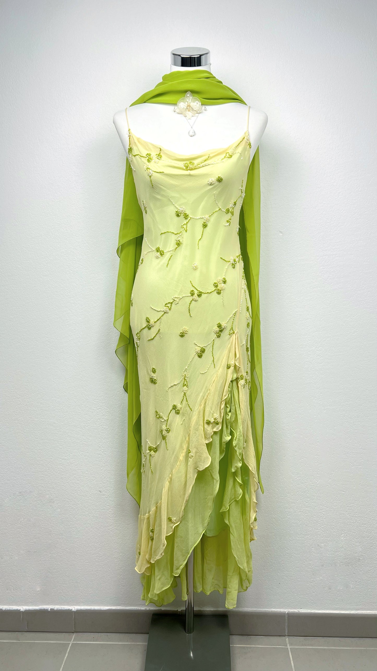 Lime Blossom Silk Gown