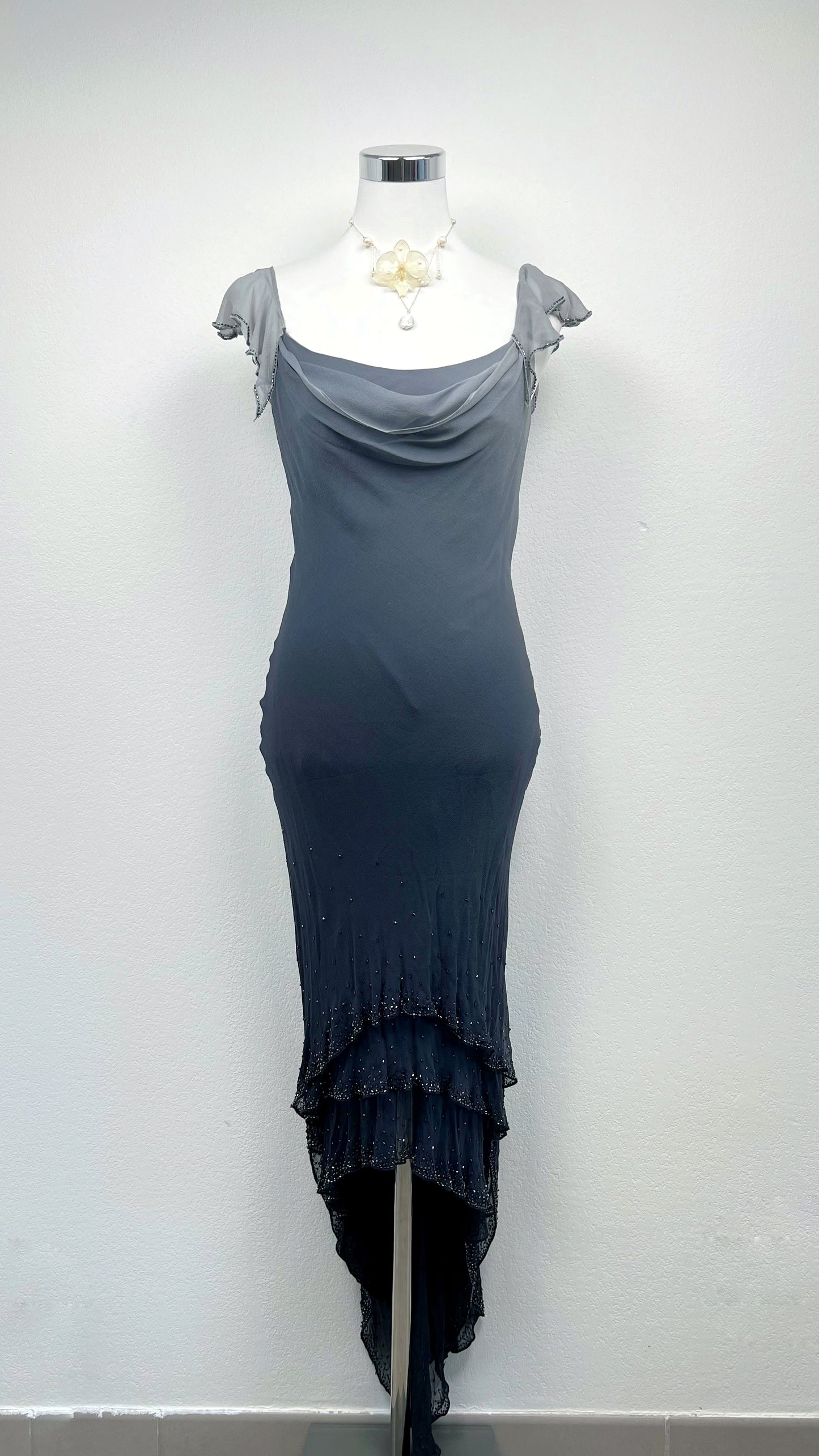 Midnight Smoke Silk Dress