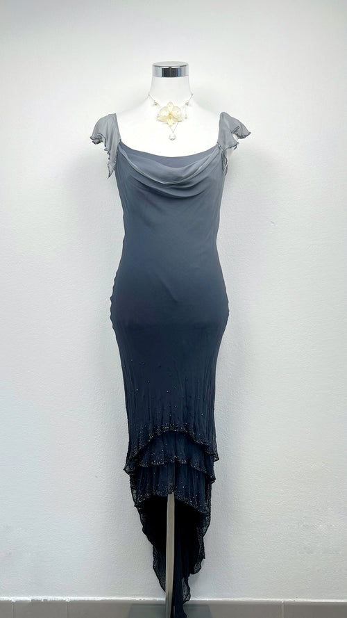 Midnight Smoke Silk Dress