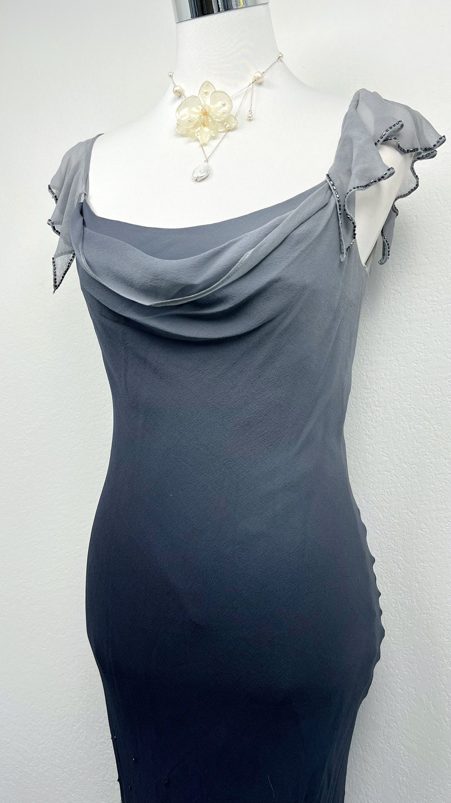 Midnight Smoke Silk Dress