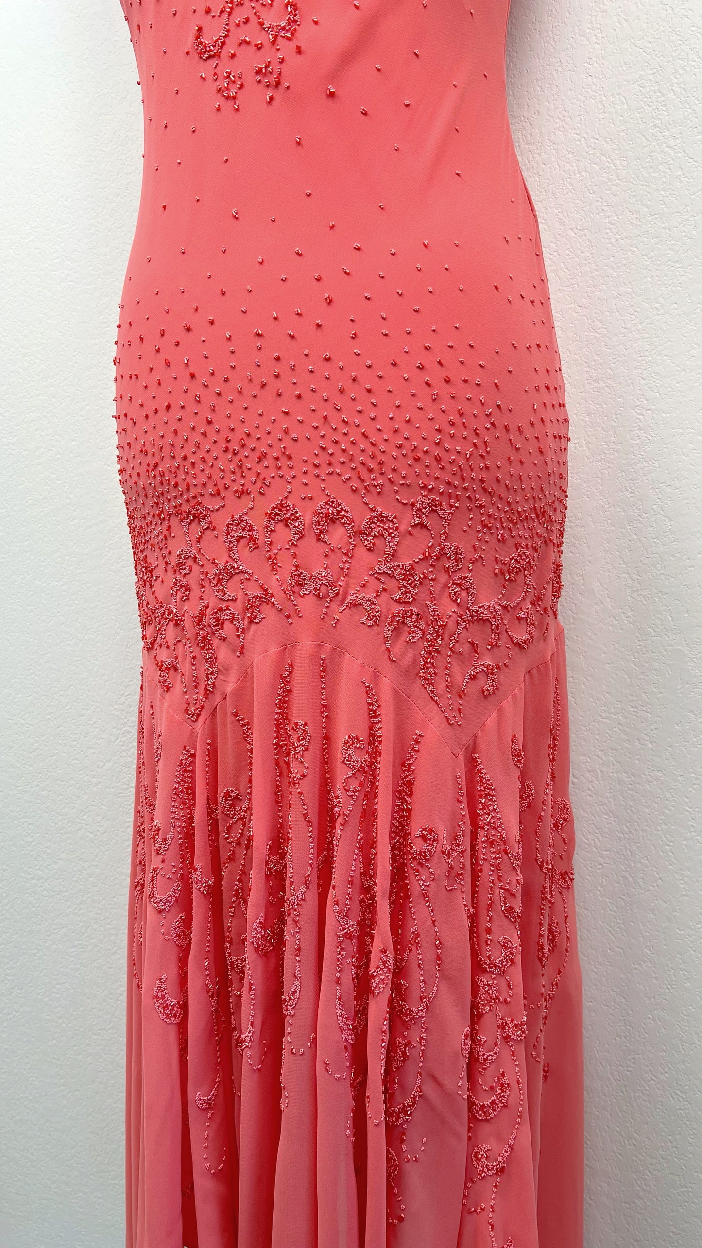 Coral Whisper Silk Dress