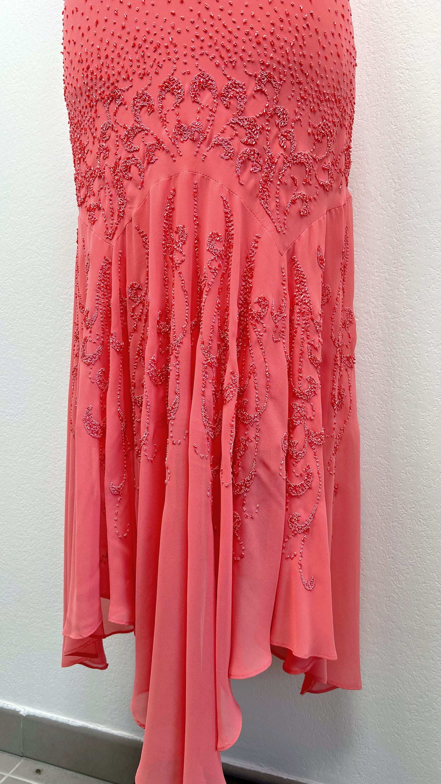 Coral Whisper Silk Dress