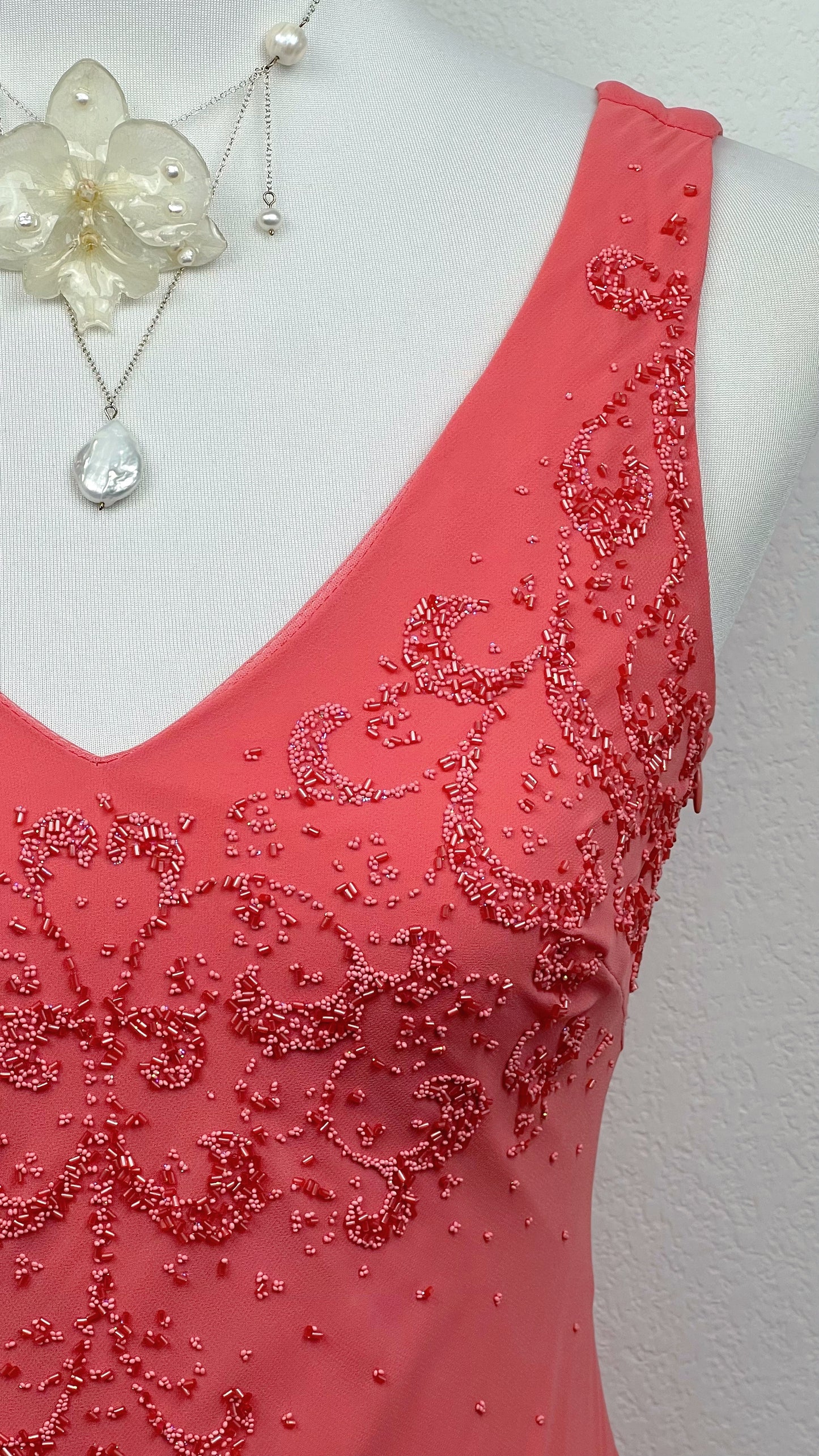 Coral Whisper Silk Dress