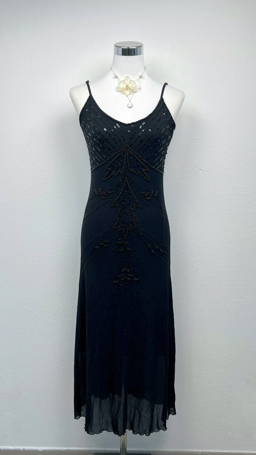 Midnight Fern Silk Dress