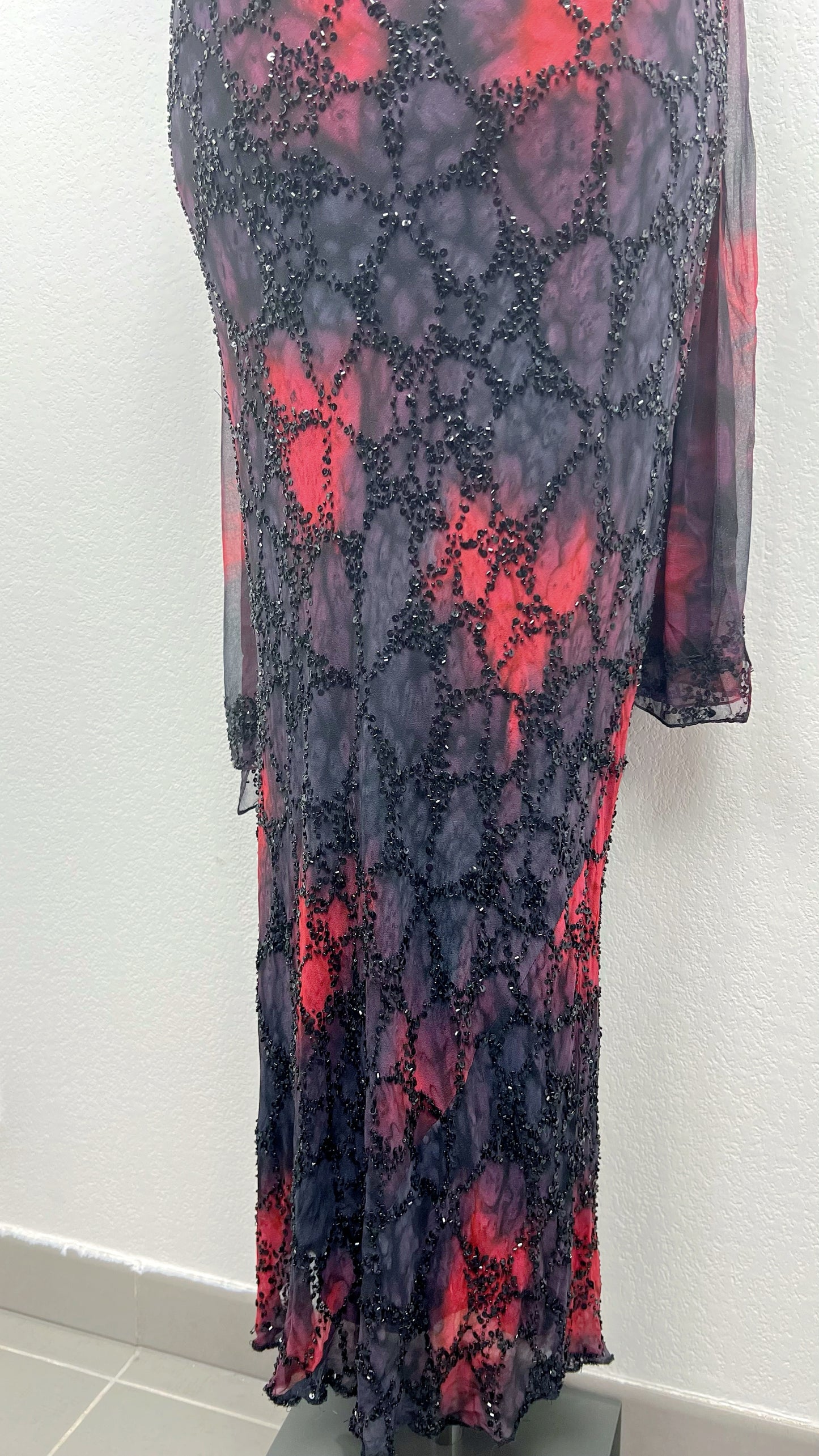 Crimson Noir Beaded Gown