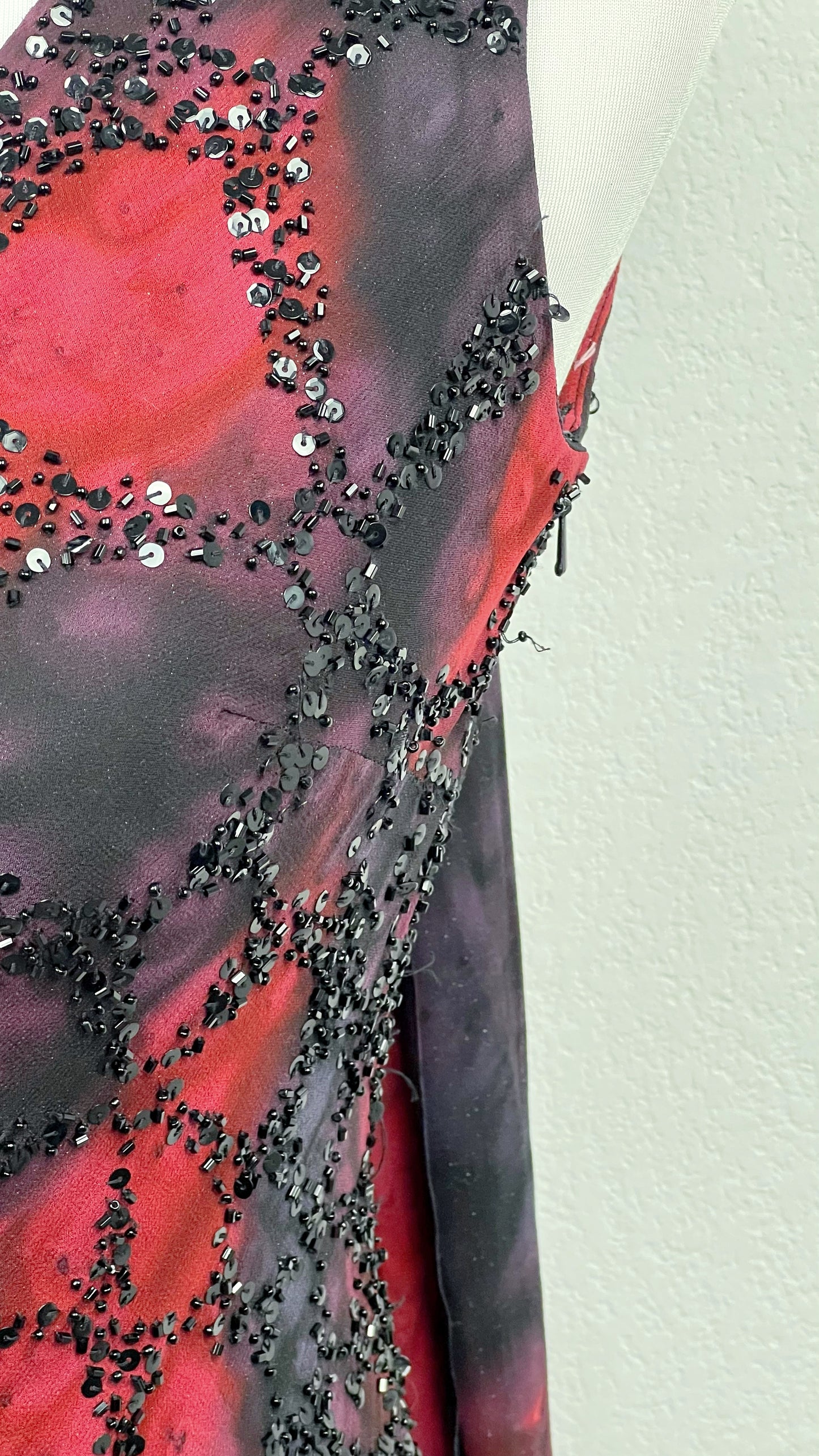 Crimson Noir Beaded Gown