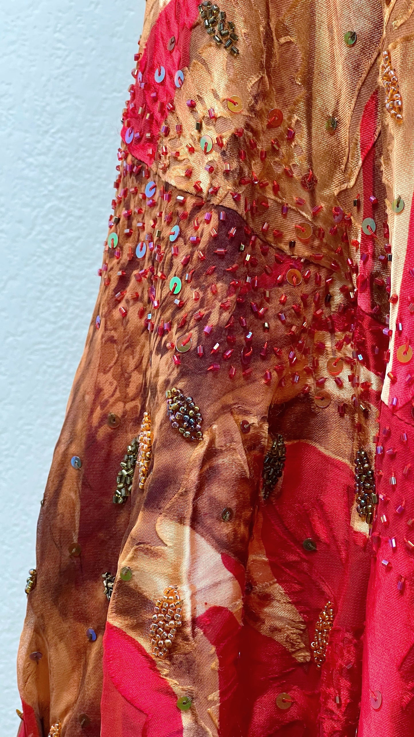 Crimson Sunflower Silk Gown