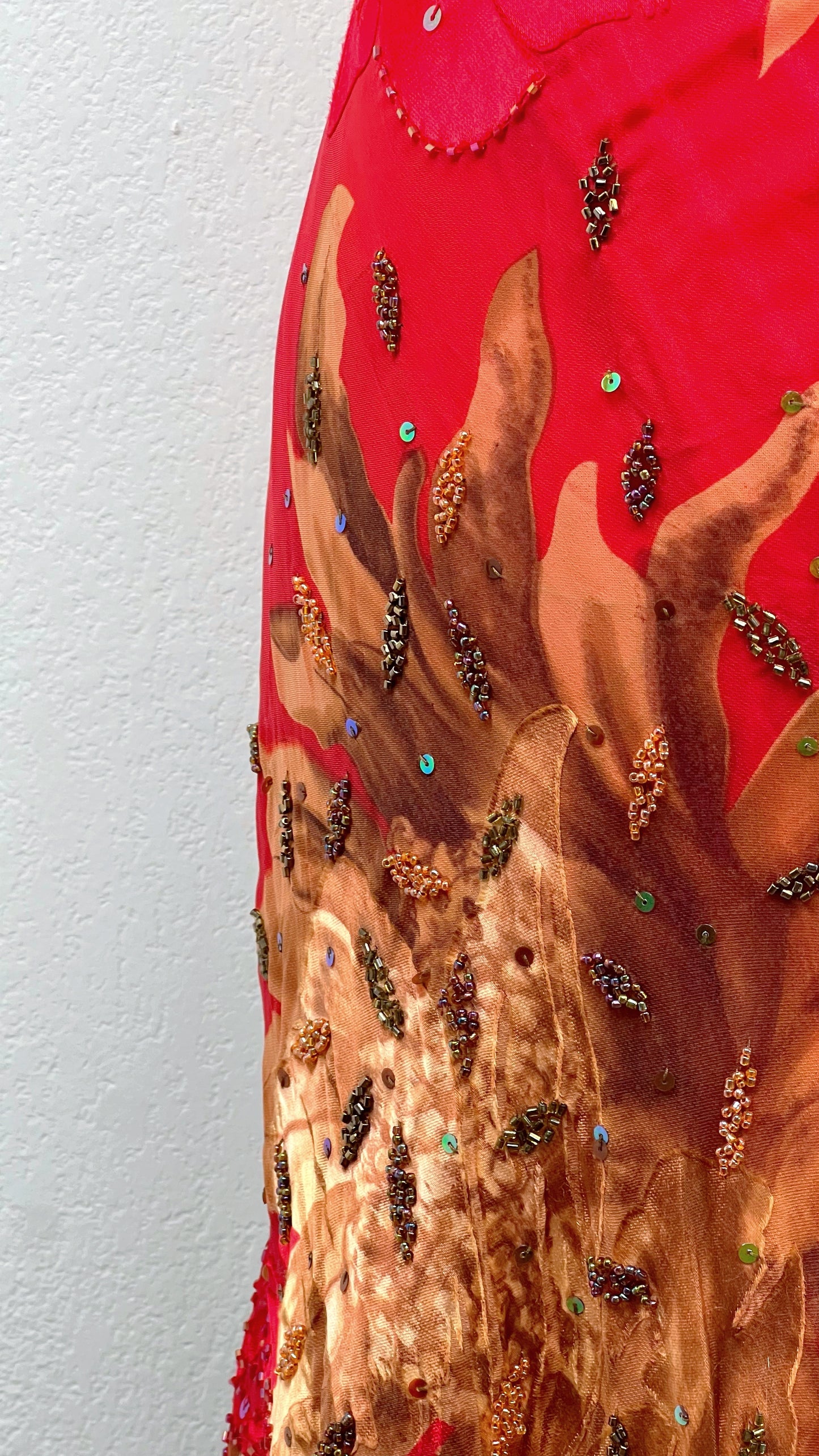 Crimson Sunflower Silk Gown