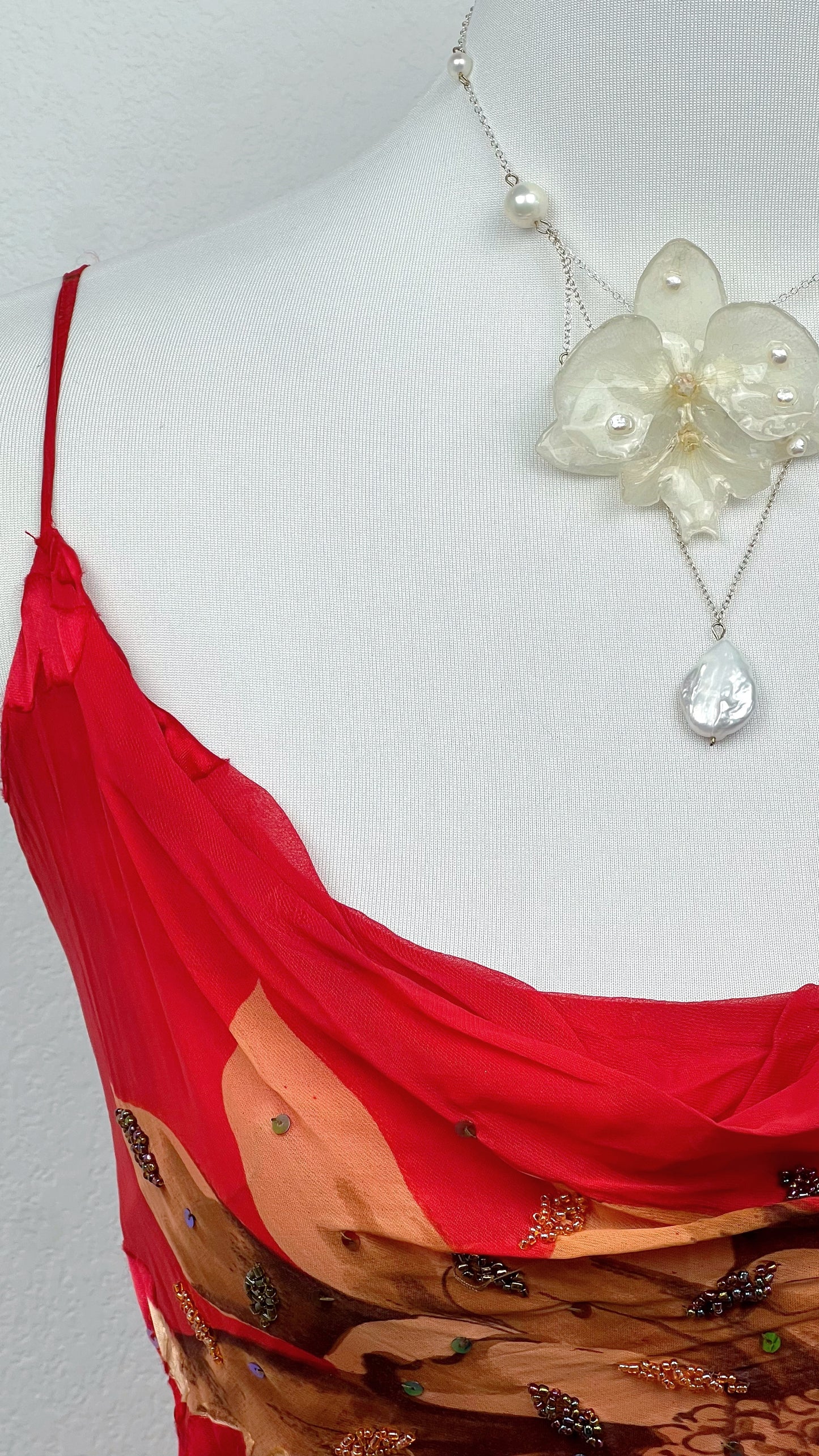 Crimson Sunflower Silk Gown