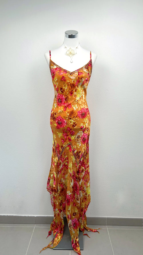 Golden Peony Flame Dress