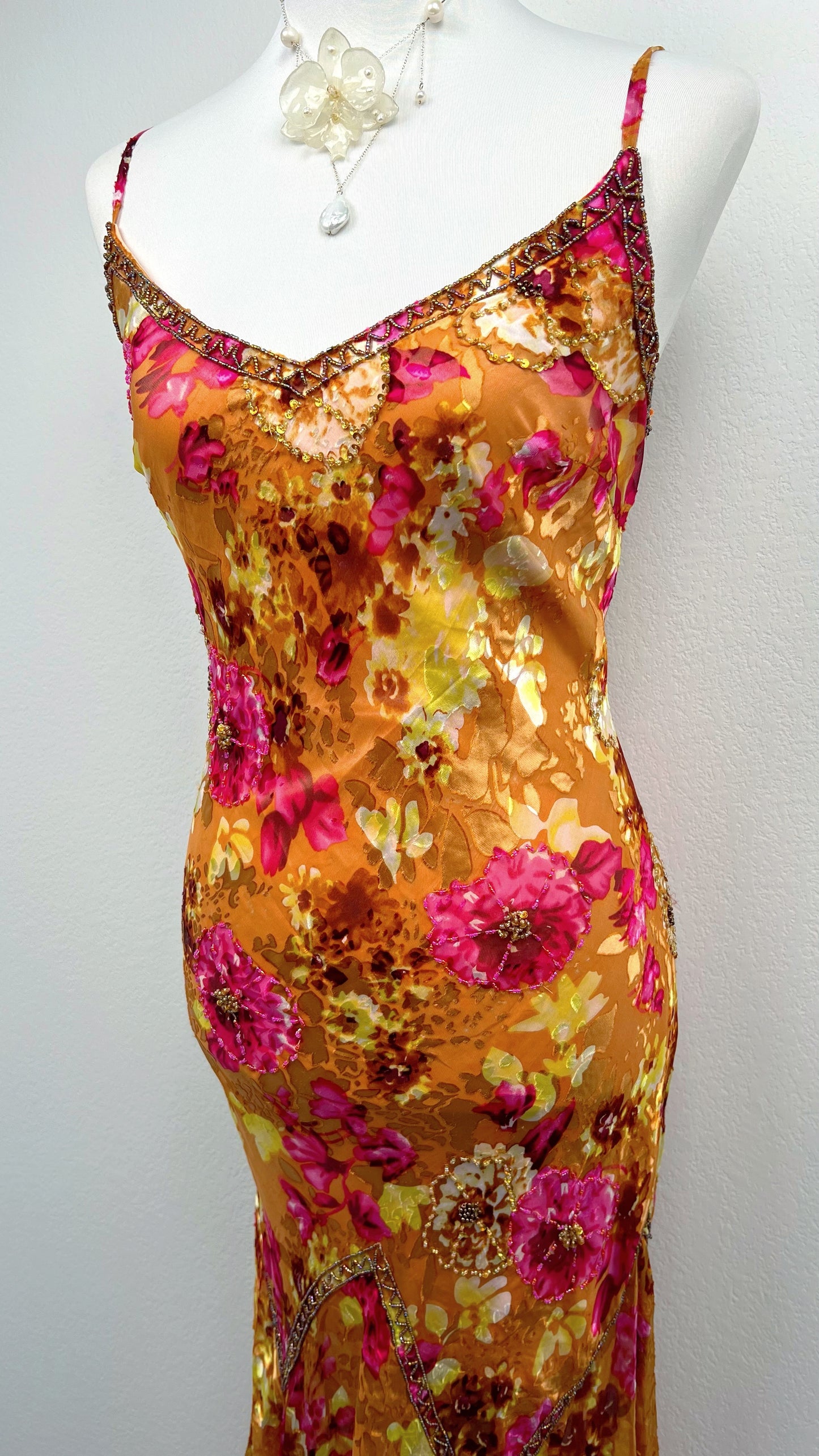 Golden Peony Flame Dress