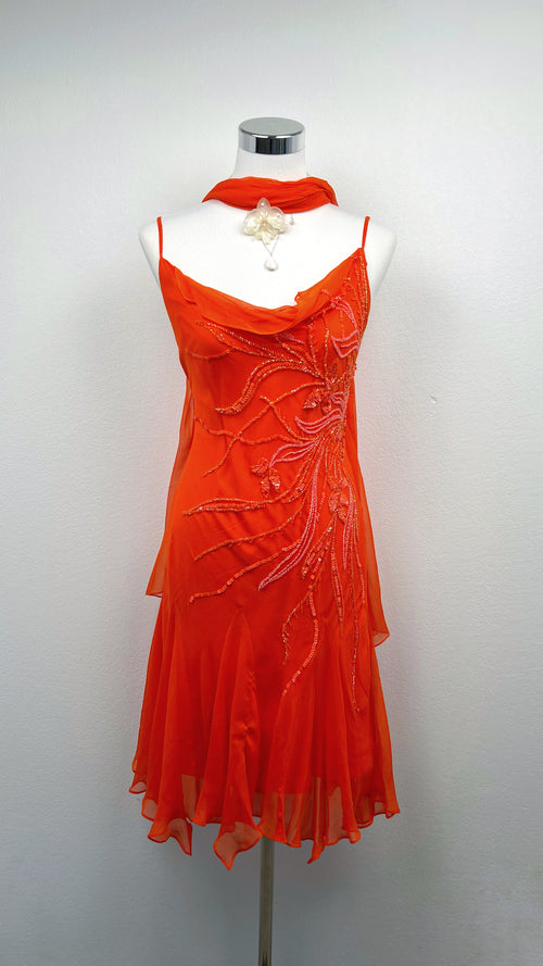 Scarlet Ember Silk Dress