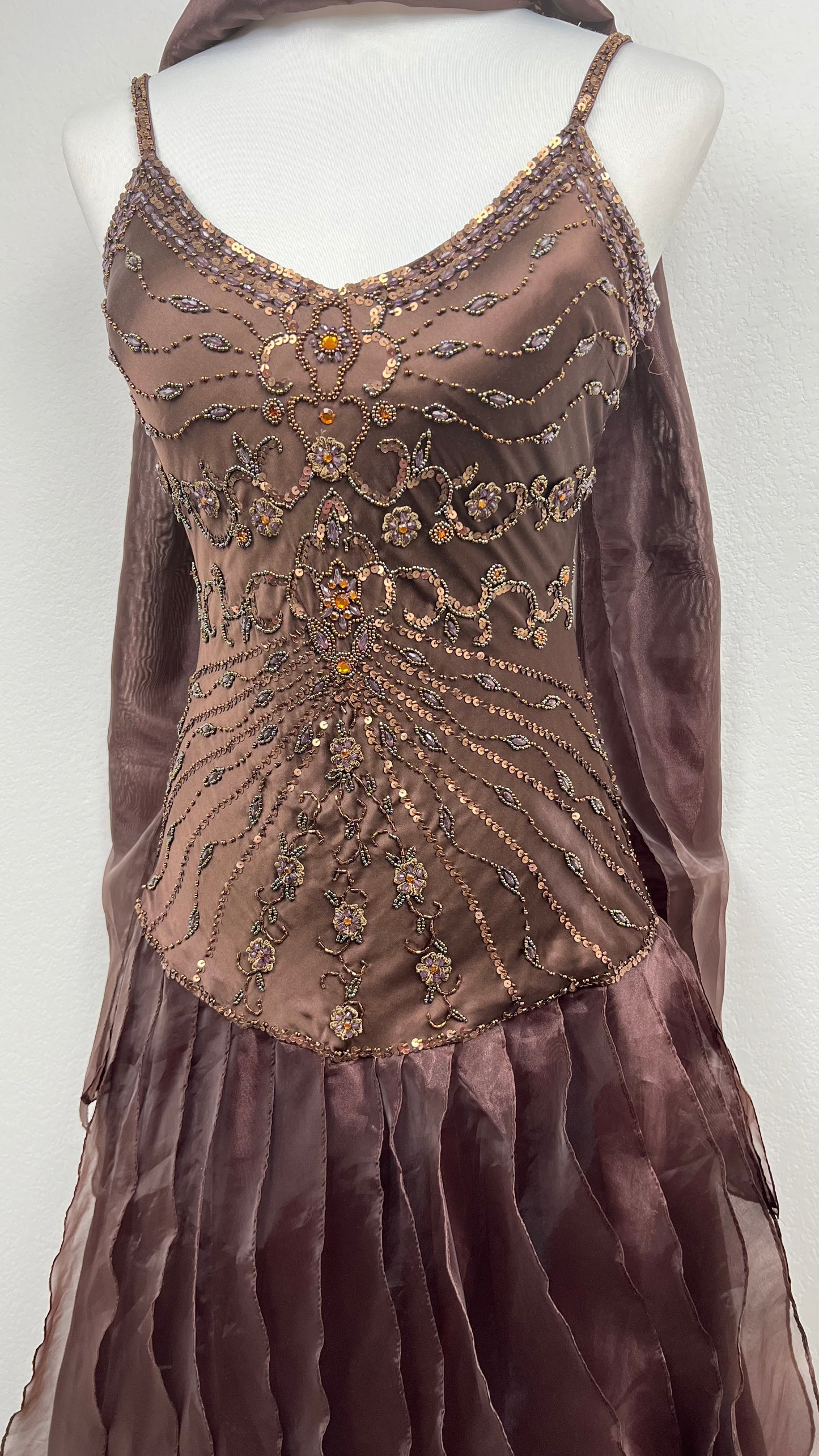 Golden Ember Silk Gown