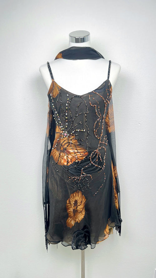 Golden Eclipse Silk Dress