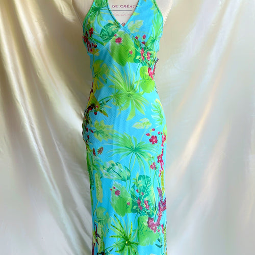 Blue Tropic Dream Derhy Tropical Halter Dress