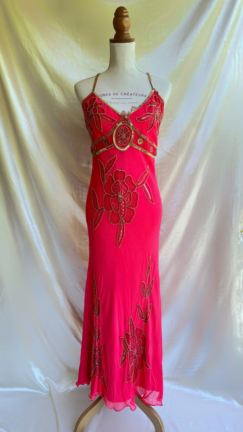 Red Bloom Empress Silk Embroidered Dress