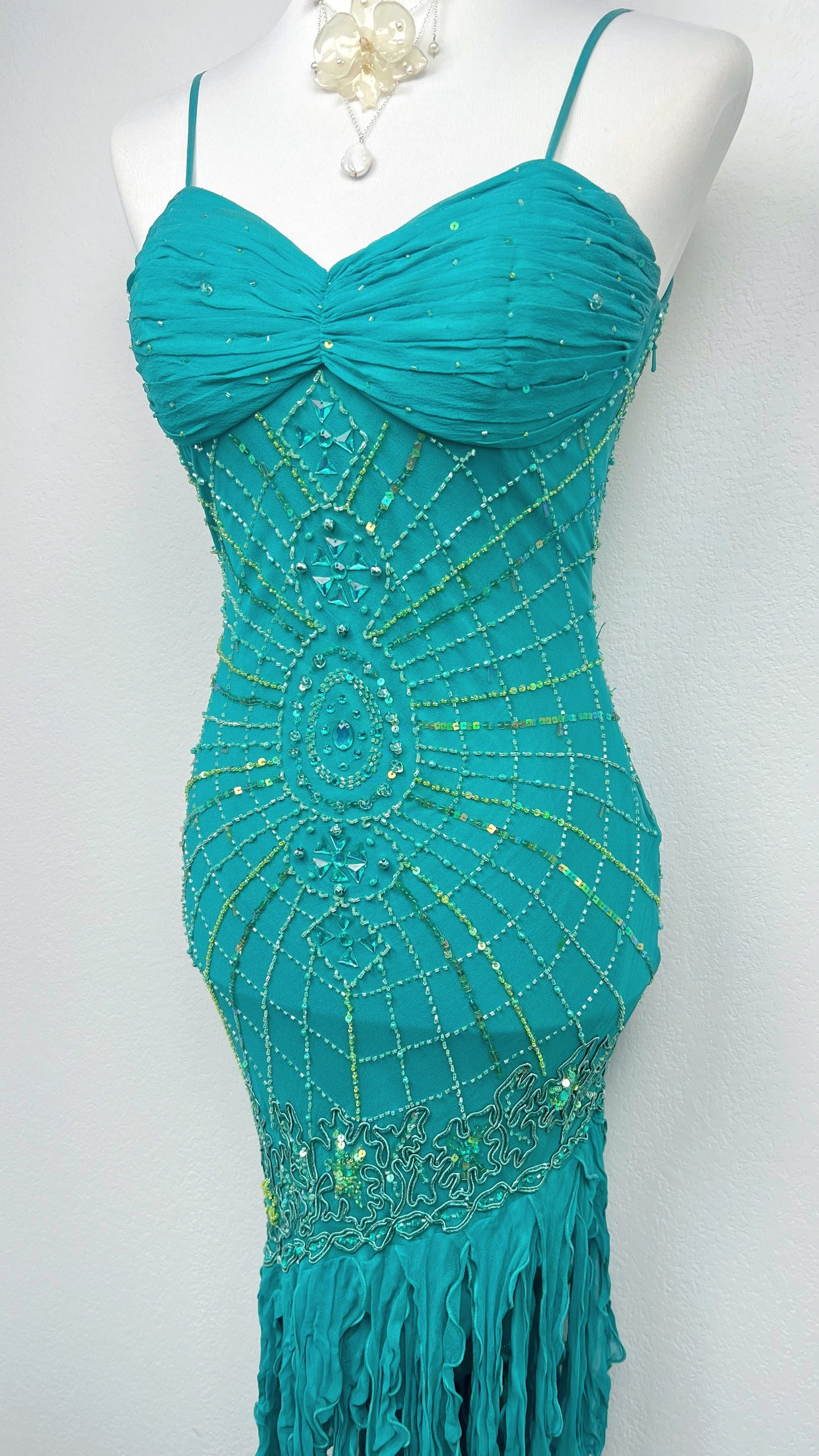 Emerald Siren Silk Gown