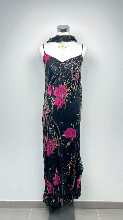 Midnight Orchid Silk Gown