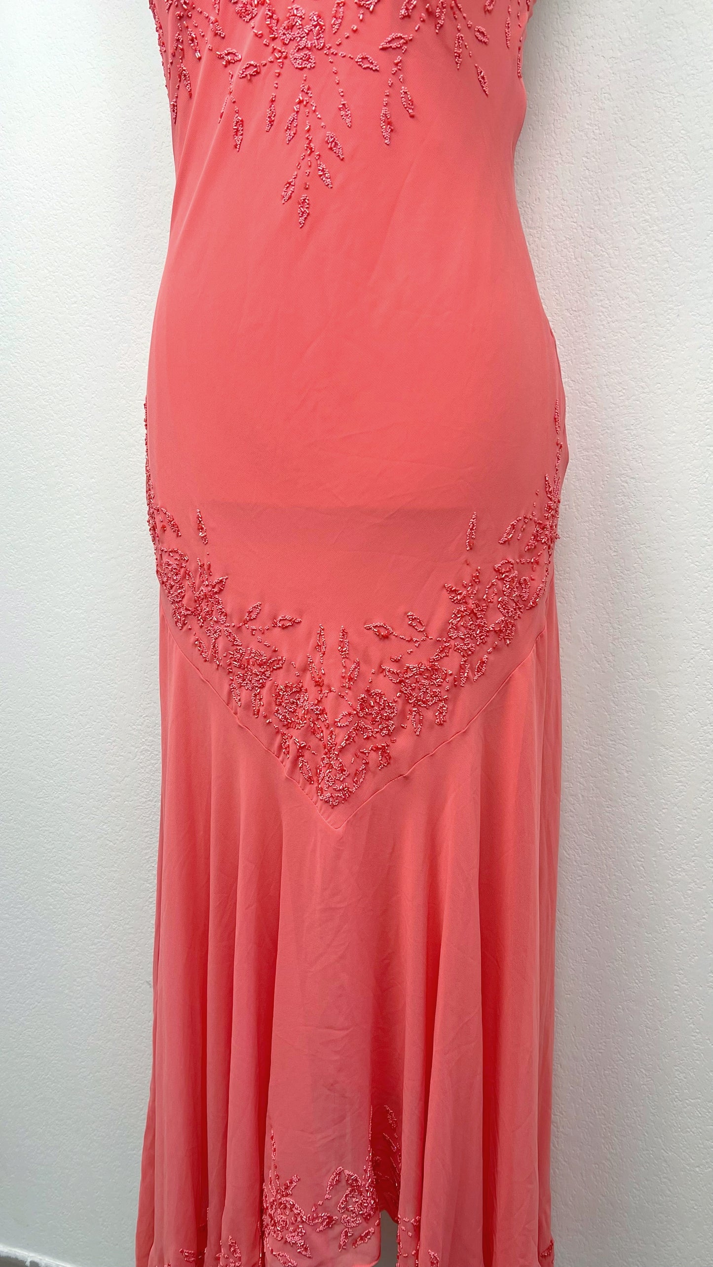Coral Blossom Silk Gown