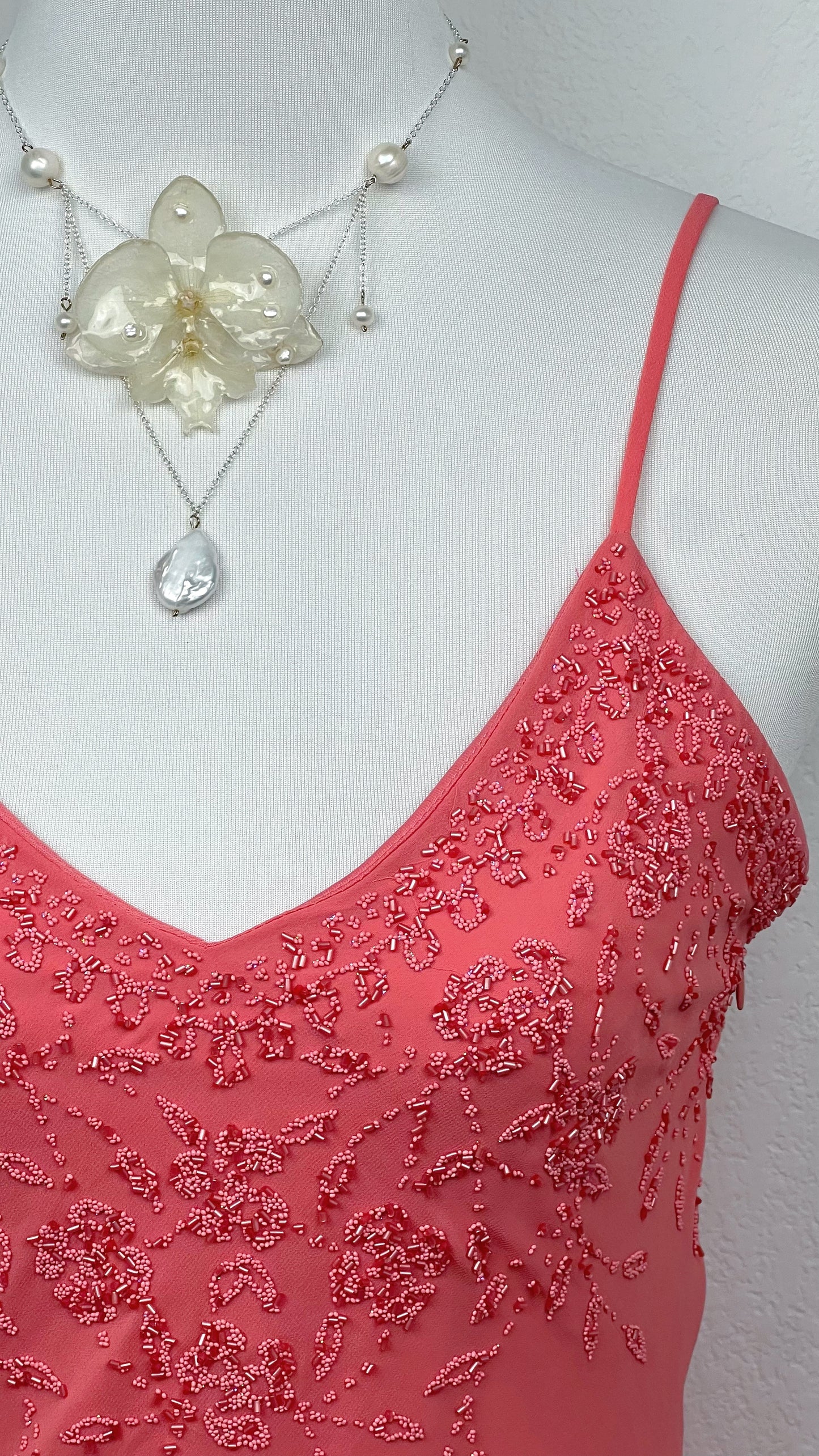 Coral Blossom Silk Gown