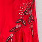 Crimson Blossom Silk Gown