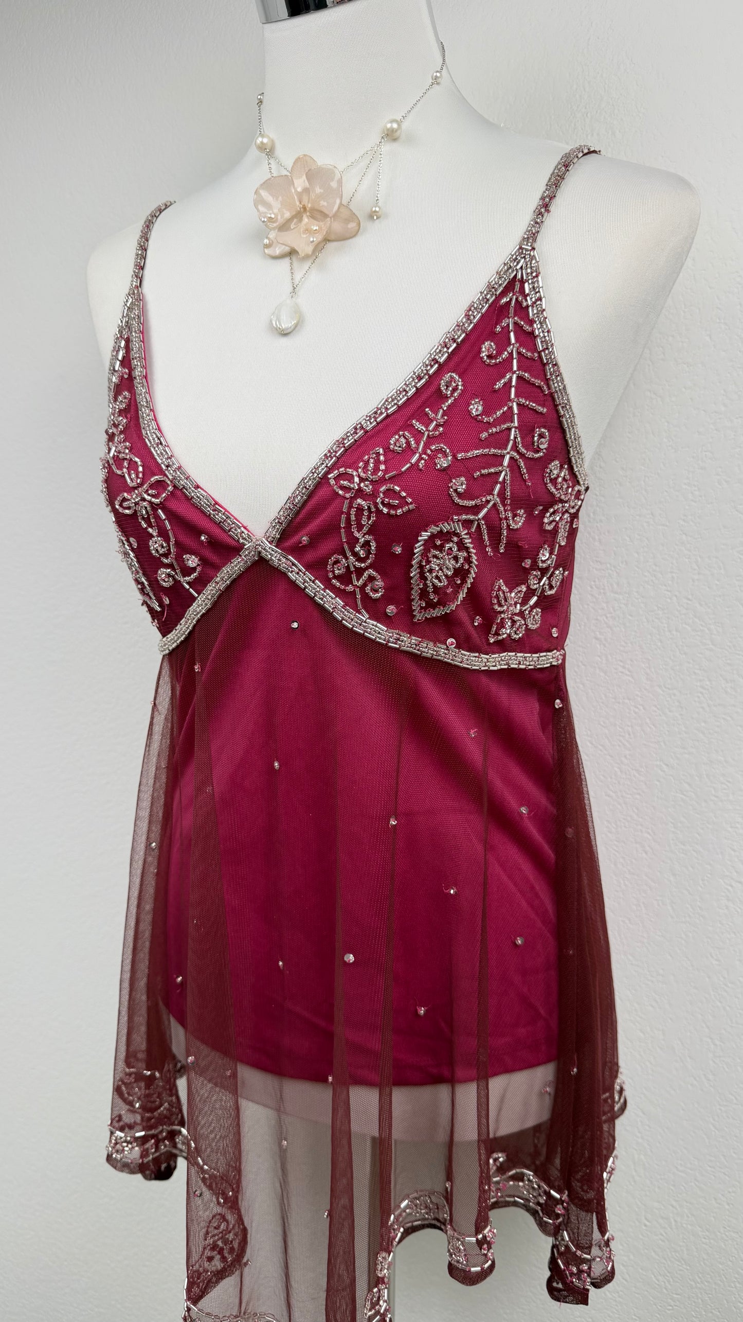 RARE Crimson Stardust Beaded Top