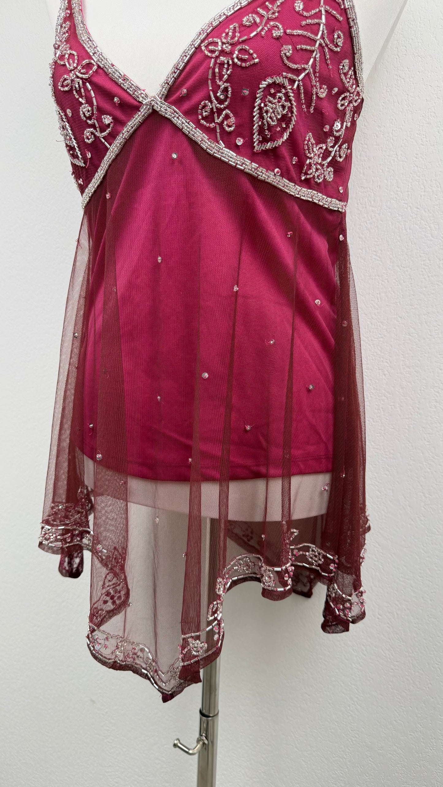 RARE Crimson Stardust Beaded Top