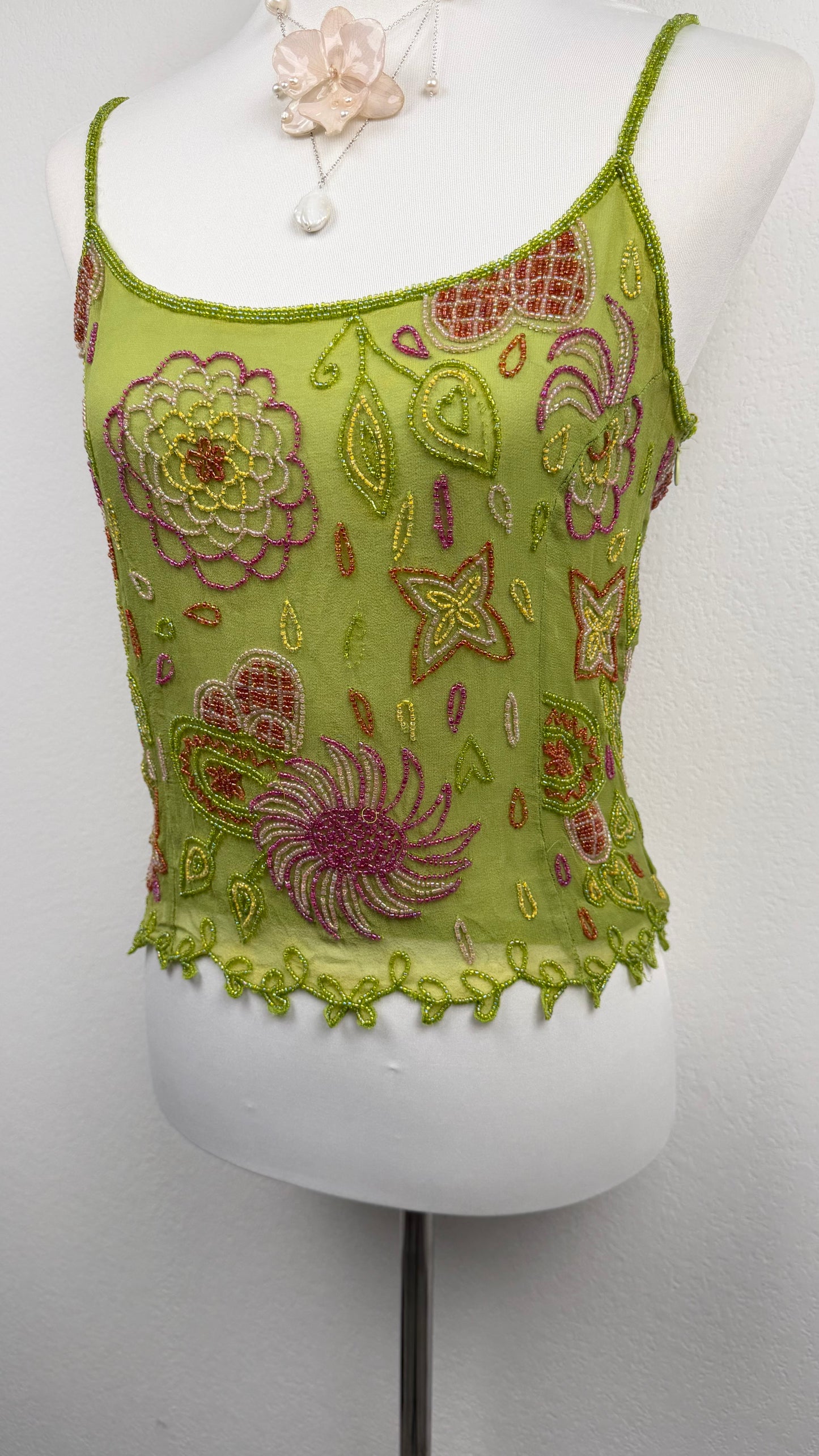 Lime Pixie Beaded Top